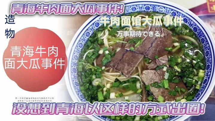 青海牛肉面大瓜事件没想到青海以这样的方式出圈拉面.馆雅座头巾妹吃牛肉面得配鸡吧一起吃